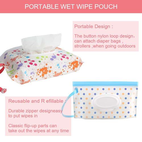 Set of 4 Portable Baby Wipe Bags with Flip Covers, Refillable and Portable, Lightweight, and Easy To Carry for Outdoor Activities, Travel, and Outings