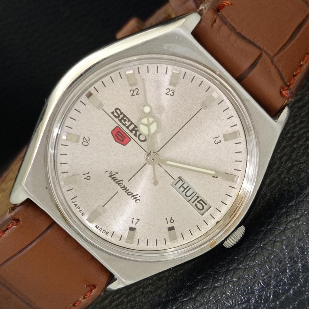 VINTAGE SEIKO 5 AUTOMATIC 6309A JAPAN MENS SILVER COLOR DIAL WATCH A701545-5 R206b-a701545