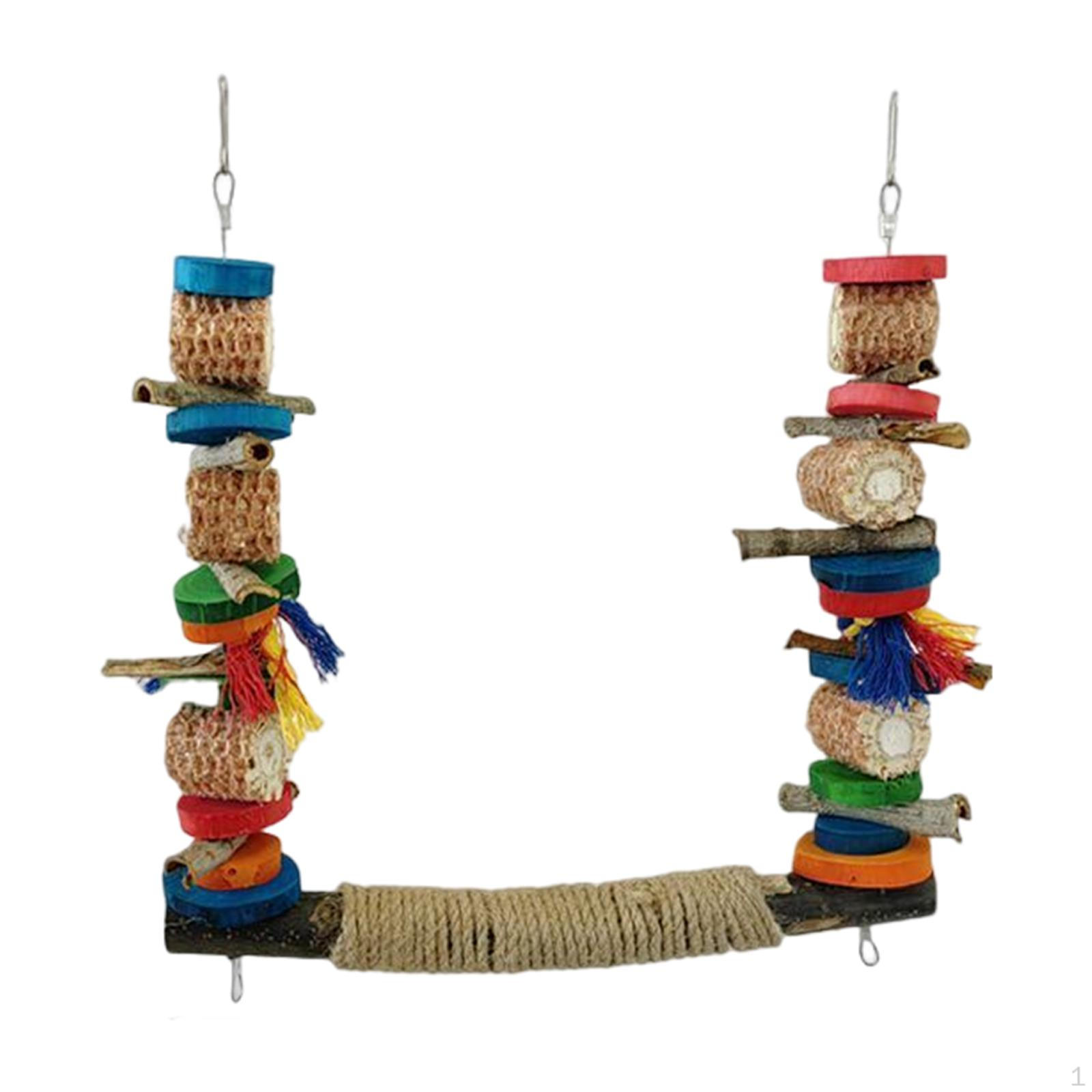 

Bird Swing Stand, Colorful Parrot Swings, Cage Hanging Wooden Perch for Finch Cockatiel