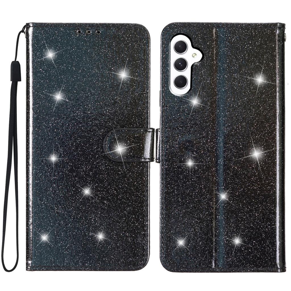 For Samsung Galaxy A25 5G (Global) (161.0 X 76.5 X 8.3mm) Glittery PU Leather Case Wallet Stand Anti-scratch Phone Cover