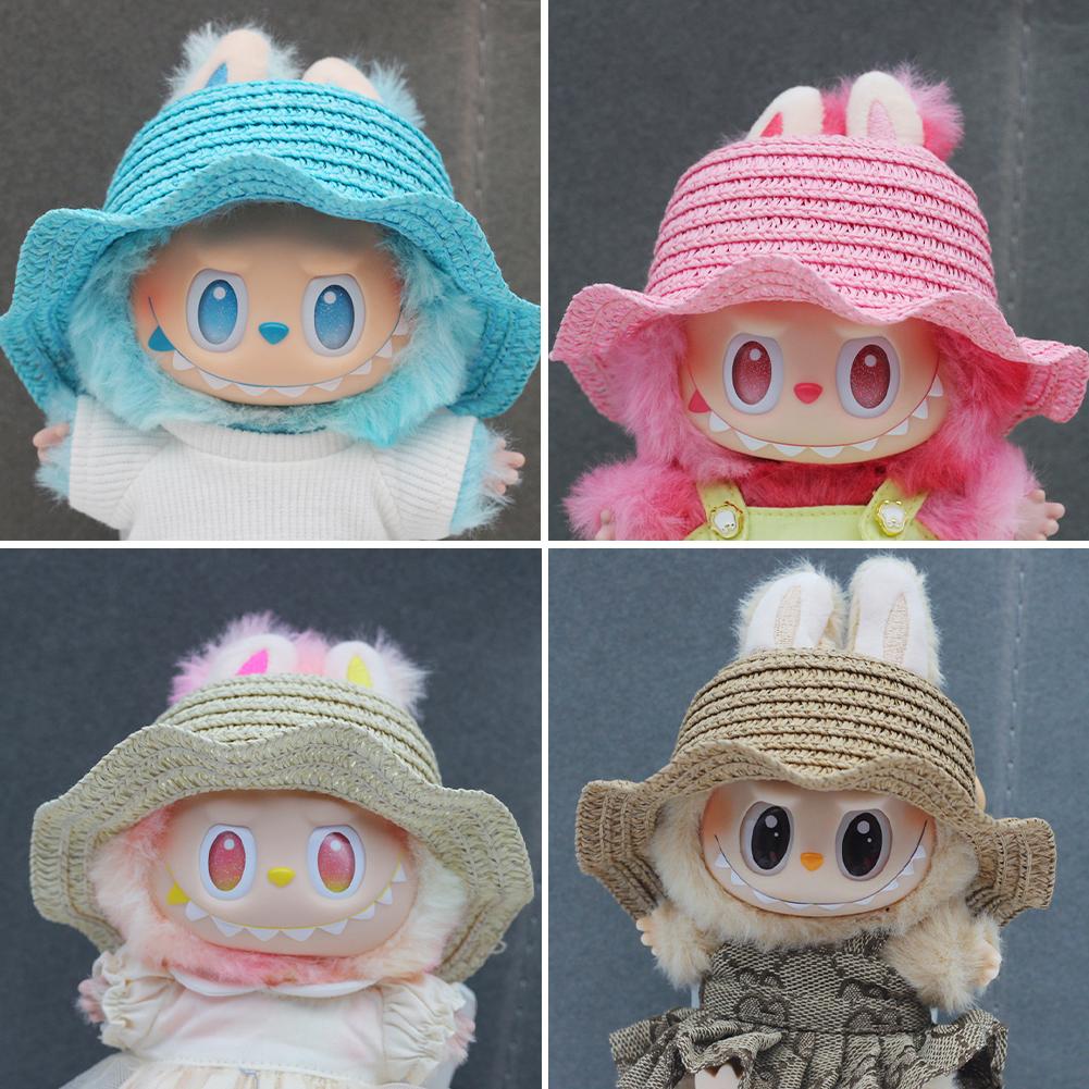 For 17cm Labubu Doll Clothes Fashion Clothes Straw Hat Doll Clothes Color Match Hat Dolls Accessories Cute Decoration Little Clothes