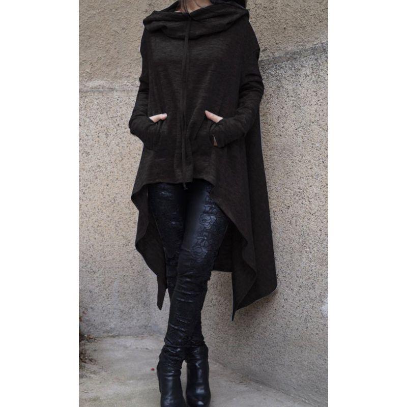 Plain Long Sleeve Hoodie Sweatshirt With Midlength Design For Women Winter