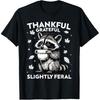 Thankful Grateful Slightly Funny Raccoon Autumn Fall TShirt Thanksgiving Novelty Gift Raccoon Drinking Coffee Y2k Tee Top