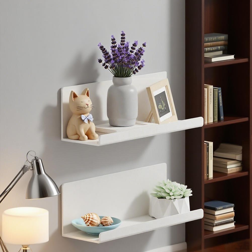 2pcs Acrylic Floating Shelves Sturdy Home Storage Rack No Drill,Space-Saving Easy-To Install! Home Accessories Decorative Stands