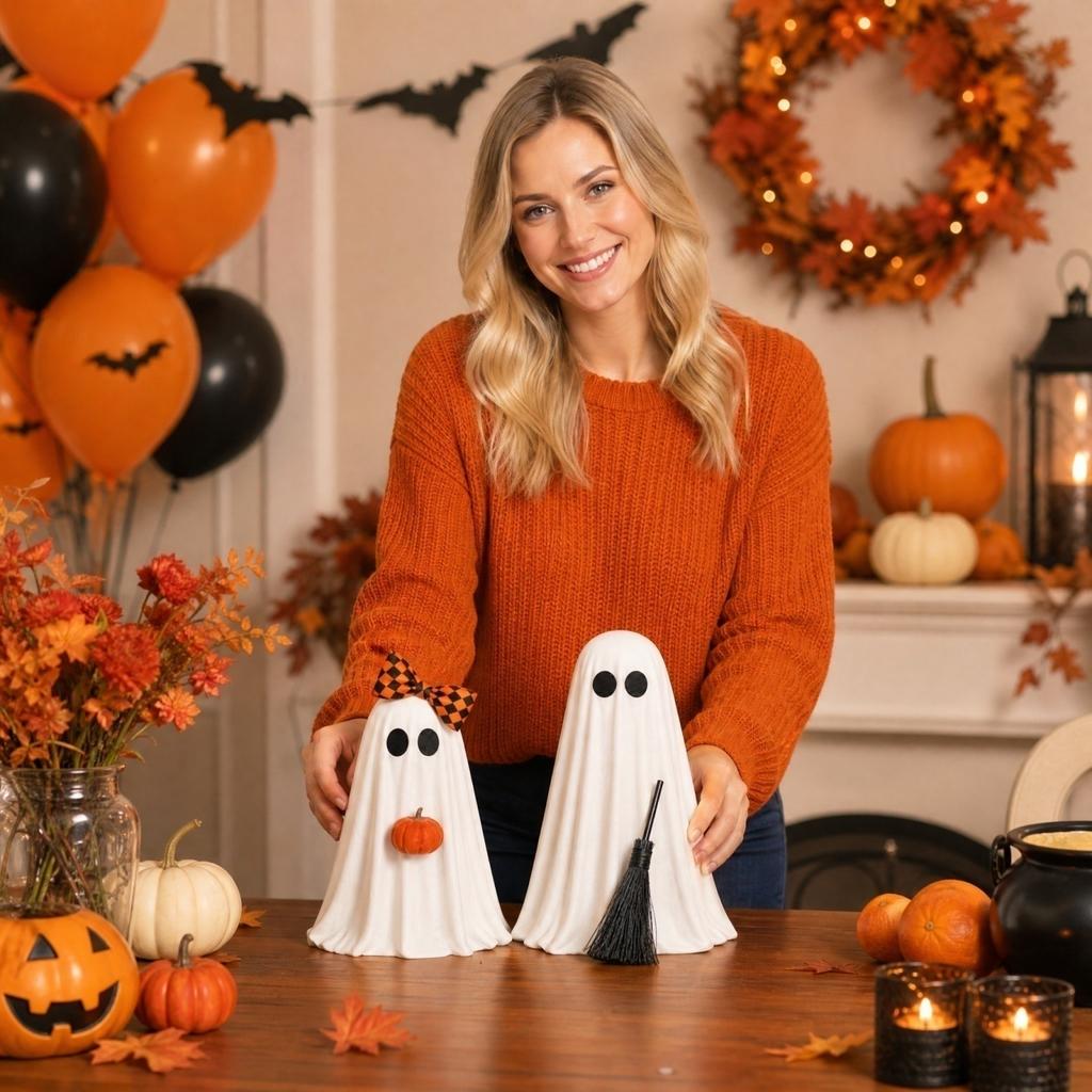 2-Piece Glowing Couple Halloween Decoration Set for Home Tabletop Party