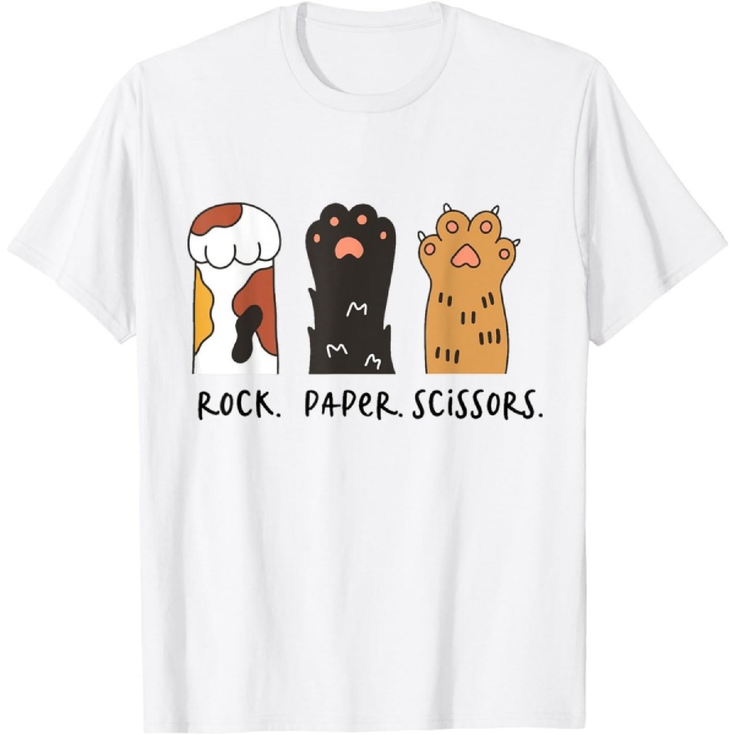 Funny Cat Rock Paper Scissors Cute Cat Paws Kids Toddler Boy T-Shirt XXXXXL белый