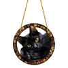 Artistic Black Cats Theme Acrylic Hanging Wreath Decorative Piece For Indoor and Outdoor Use Home Wall Window Ornament