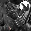 Genuine Leather Motorcycle Hard Touchscreen Size Gloves, Black, Goatskin, Protector, Compatible, L, Spring/Autumn