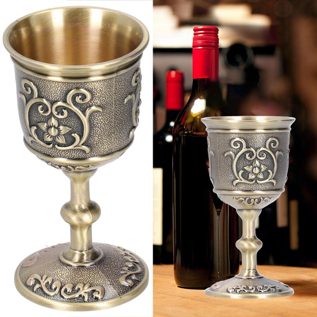 Bronze Wine Cup Vintage Goblet Embossed European Royal Chalice Whiskey Drink Party SuppliesL