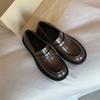 Sheepskin Version~ Fashionable Leather British Round Head Small Thick Sole Heightening Small Leather Shoes Women's Leather Muffin Single Shoes