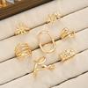 7 Pcs Gold Metal Ring Set for Women Starfish Shell Geometric Flower Knuckle Rings Vintage Daily Stackable Fashion Jewelry Gifts