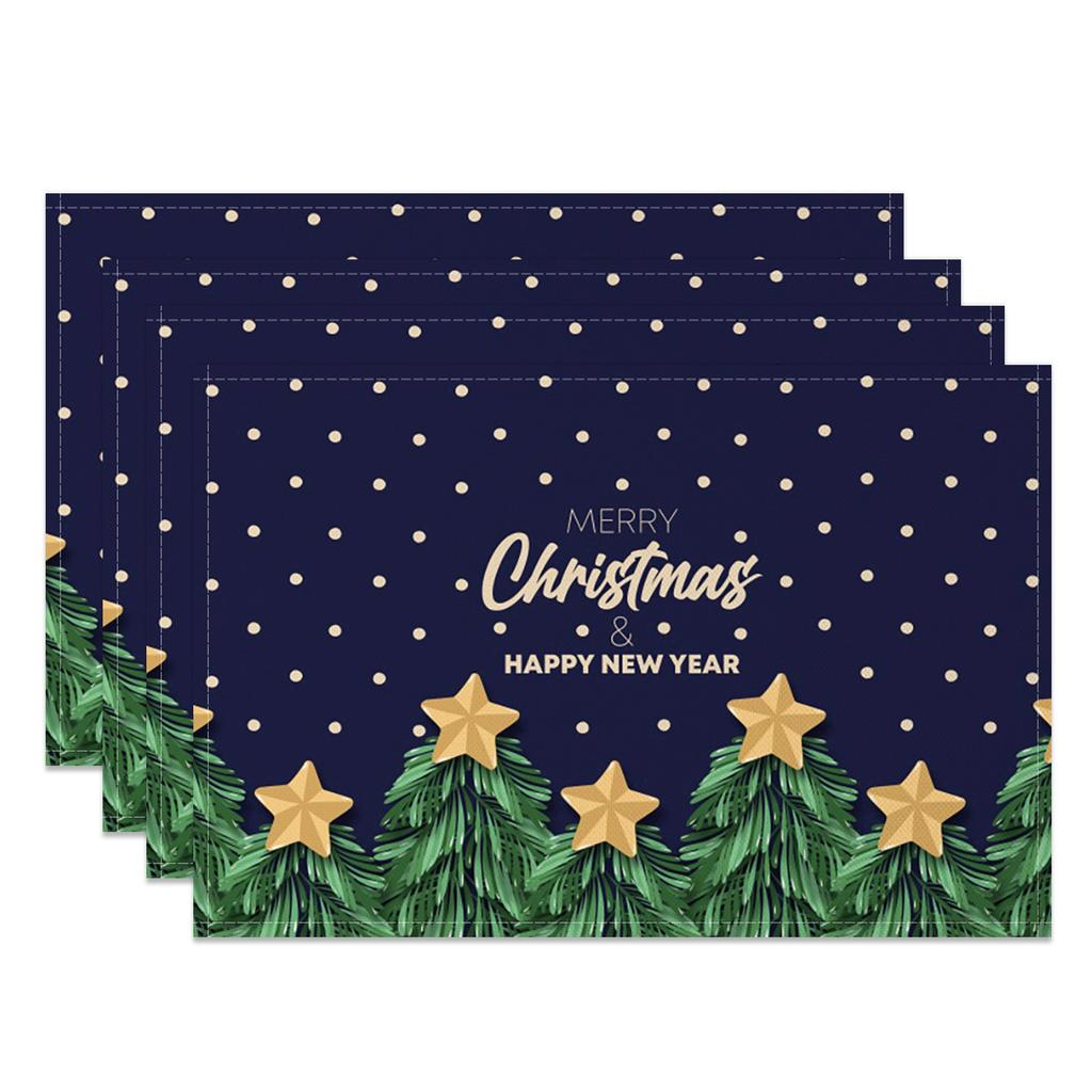 Christmas Placemats Santa Claus Milu deer Xmas tree Home Winter Table Seasonal Merry Christmas Family Party Restaurant Decor