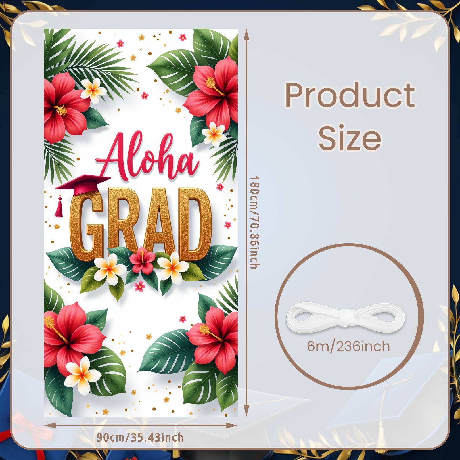 

Aloha Graduation Backdrop Hot Pink Tassel Graduation Party Display Aloha Grad Banner Graduation Theme For Tropical Summer