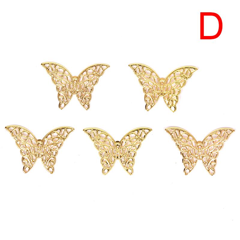 50Pcs/Set Gold Metal Filigree Hollow Butterfly Charms Craft Diy Jewelry Making