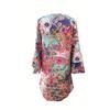 S-5XL Abito a strati con stampa Paisley, abito da vacanza con scollo a V e maniche svasate, abbigliamento da donna