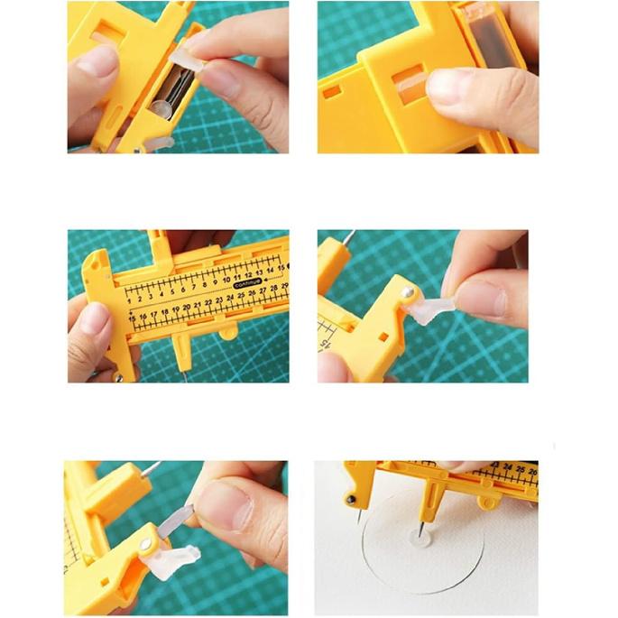 Circle Cutter Paper, Rotary Compass Tool Includes Scale In Cm Safety Cover Blade Pivot Great Scrap Booking Photo Cropping for Cardboard Rubber and