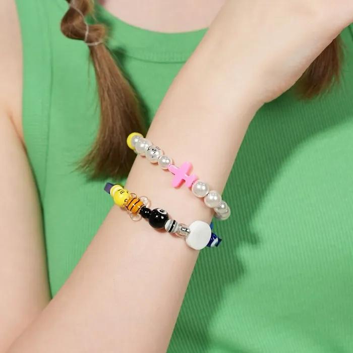 Color Pop Motif Smile Pearl Bracelet