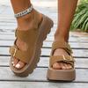Comfort Shoes for Women 2025 Summer Female Sandal Clogs with Heel Increasing Height Girls Thick Beach New Retro Rome Scandals