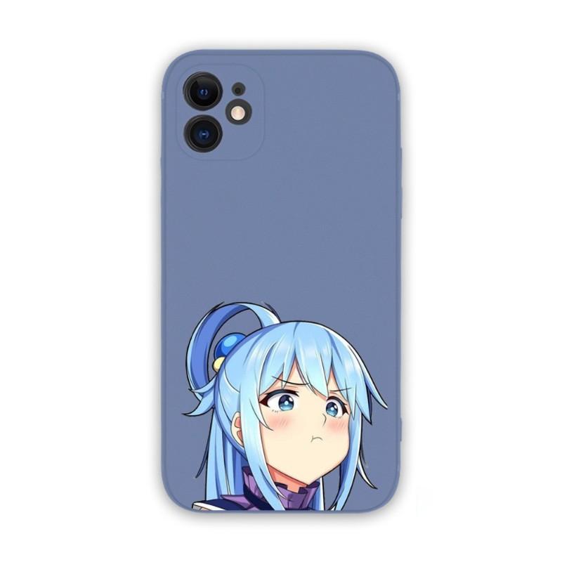 Urocze etui na telefon Konosuba Aqua dla iPhone 14 11 12 13 Pro Max X XR XSMax 6 6S 7 8 Plus SE 2022 Miękkie kwadratowe kolorowe etui na telefon