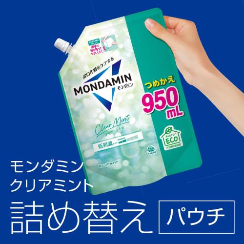 Mondahmin Clear Mint Mouthwash Refill, 950mL, Mild Mouthwash, Oral Care