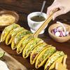 Eco Friendly Taco Plates Rack Handle Taco Tray Organizer Multi-Use Wood Taco Holder  Kitchen