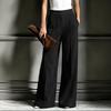 Lässige Damen-Hose mit weitem Bein und Taschen, Gerippte Strickhose in Farbe für Alltagsoutfits