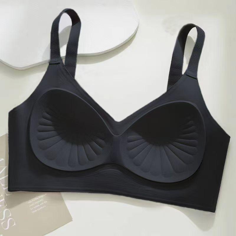 Red Seamless Wireless Bra with Wide Straps and Supportive Design