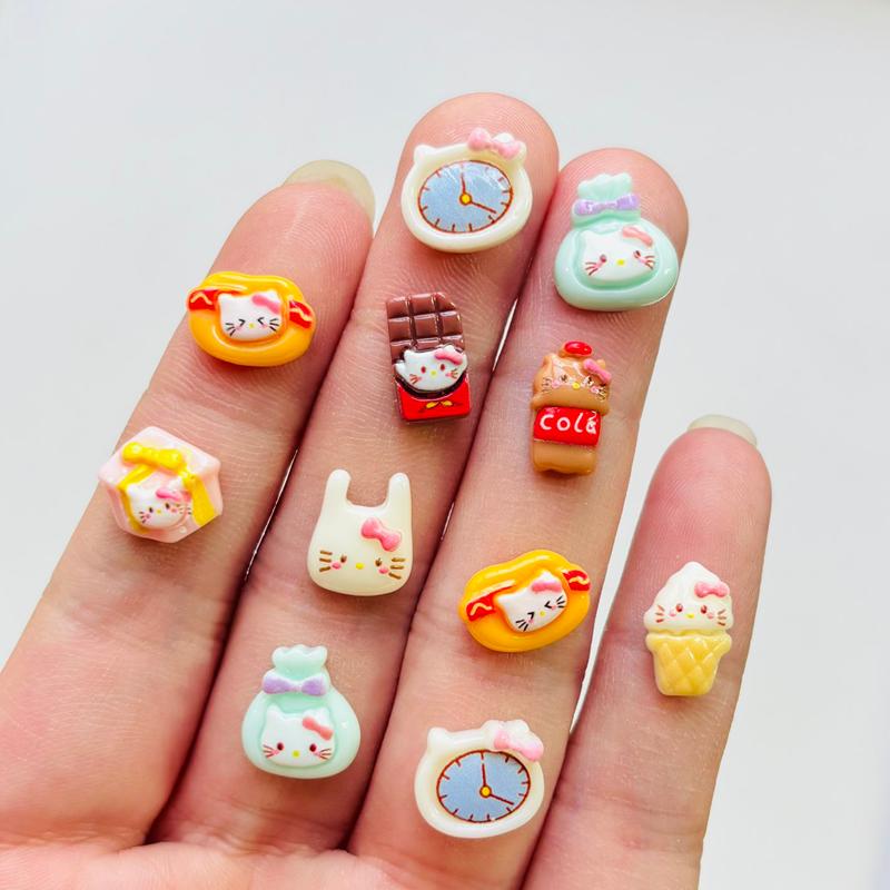 60 Pieces Of Cartoon Resin Food Toy Cat Rhinestone Decoration Diy Accessories, Suitable For Nail Art And Jewelry Making A151