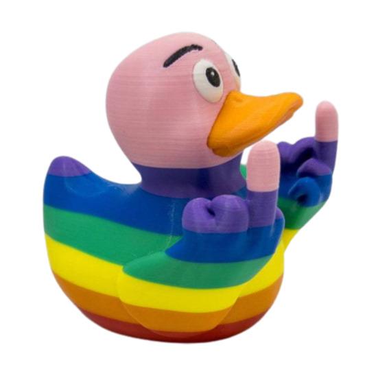Middle Finger Duck Figurine Patriotic Rainbow Yellow Little Duck Animal Figure Model Statue Sculpture Desktop Decoration Ornament Festival Gift