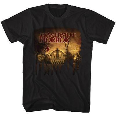 The Amityville Horror House Lights Sunset Through Trees Men's T Shirt
