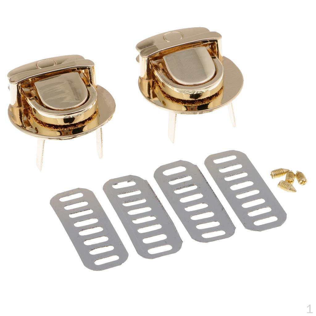 2 набора Металлическая застежка-защелка Кожаная сумка Чехол Застежка Кошелек Gold Round
