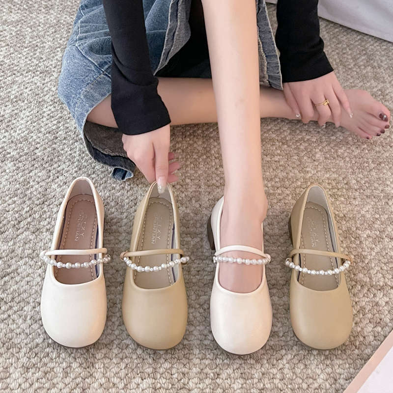 Pearl Evening Breeze Gentle Single Shoes Women's Spring and Summer 2025 New Mary Jane Shoes with Skirts Grandma Shoes Maternity Shoes