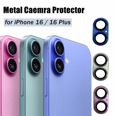 Kovový chránič objektivu fotoaparátu Armor pro IPhone 16 pro Max 16 16Plus Barevný ochranný kryt Skleněný chránič objektivu s plným krytím