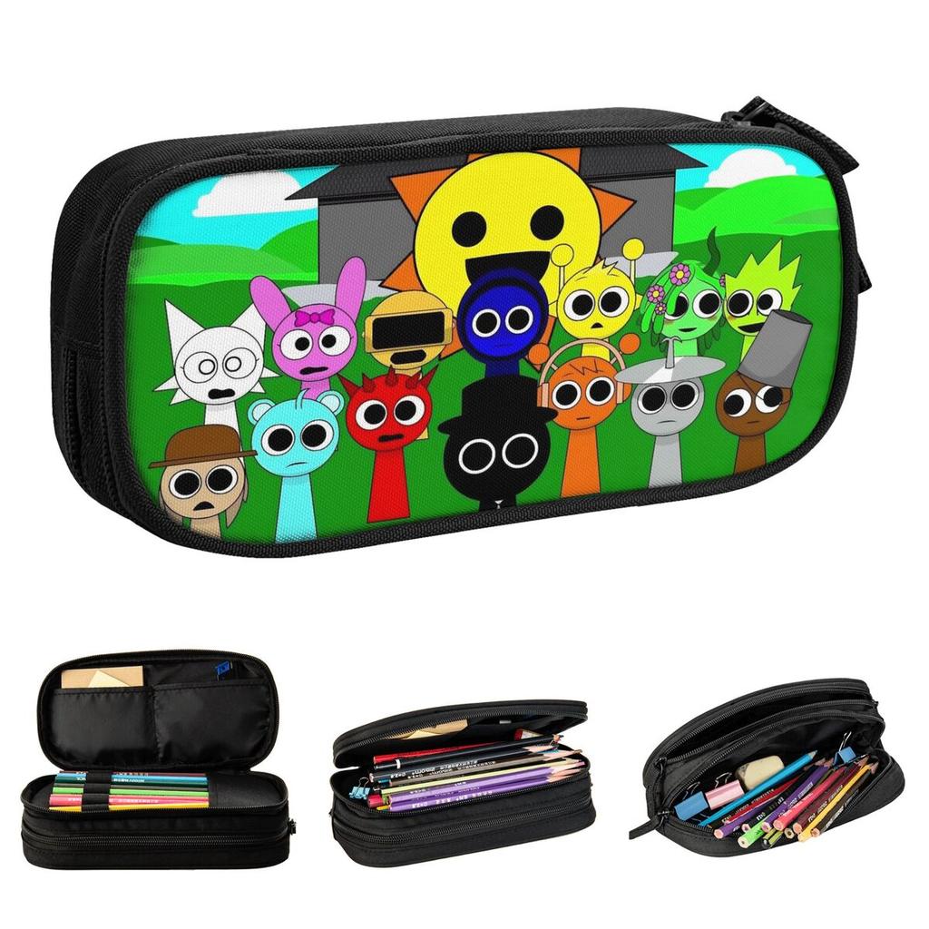 Sprunki Game Pencil Case Cute Cartoon Pencil Box Pen for Student Large Storage Bags Students School Gift Stationery