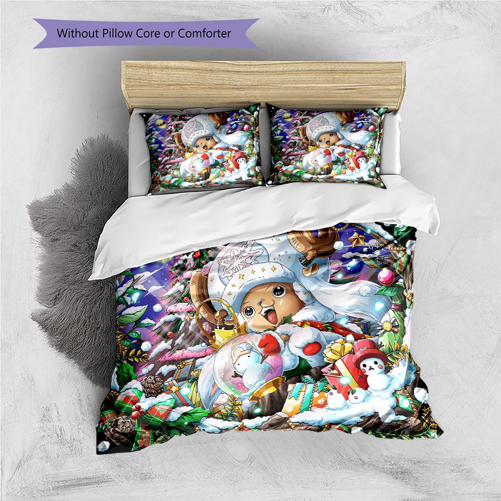 Set cu cuvertură și fețe de pernă cu model de desene animate Decorare casă Cadou de ziua de naștere (1 * husă de pilotă + 2 * fețe de pernă, fără miez)