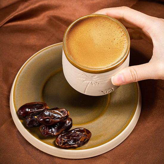 Midden-Oosterse Koffiemok Rustieke Keramische Mok met Artistiek Patroon Lekkagebestendig Ergonomische Greep Drinkbeker voor Hete Koffie En Hete Chocolade
