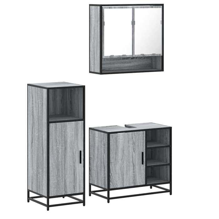 VidaXL Ensemble de meubles de salle de bain 3 pcs Sonoma gris, armoire de salle de bain, placard de salle de bain, meuble de 3300998