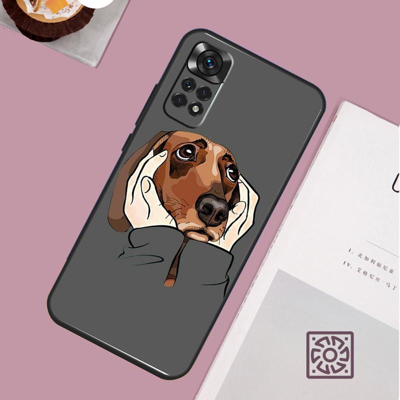 Cartoon Dachshund Sausage Dog Case For Xiaomi Redmi Note 12 11 8 9 10 13 Pro 12S 11S 10S 9S Redmi 13C 9C 10C 12C Cover