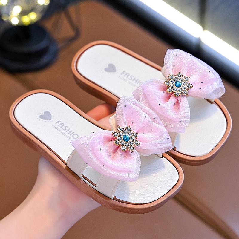 Mädchen Sommer 2025 Flip-Flop Sandalen mit Schleife - Rutschfeste Strand- & Outdoor-Slipper