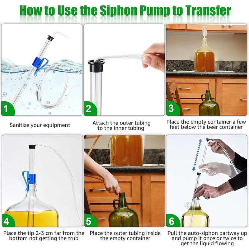 Auto Siphon for Wine Making,14" Wine Siphon with 3/8" Racking Cane, Bottling Wand,Effortless Bottling Fermentation Siphoning Kit