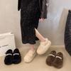 Plush thick-soled fluffy shoes for women's outer wear 2025 new winter pearl bow small fragrant soft-soled cotton shoes