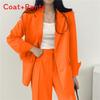 Womes Retro Blazer Suit With Pockets Polyester Fabric For Office Wear