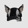 Junk Style Y2K Doberman Dog Ears Washed Cowboy Baseball Cap Dark Tie Punk Personality Street Cap Tide