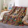 1PC Psychedelic Totems Print Flannel Blanket, High Quality Comfortable for All Seasons, Home Decor, Warmth and Comfort, Perfect for Christmas Gifts