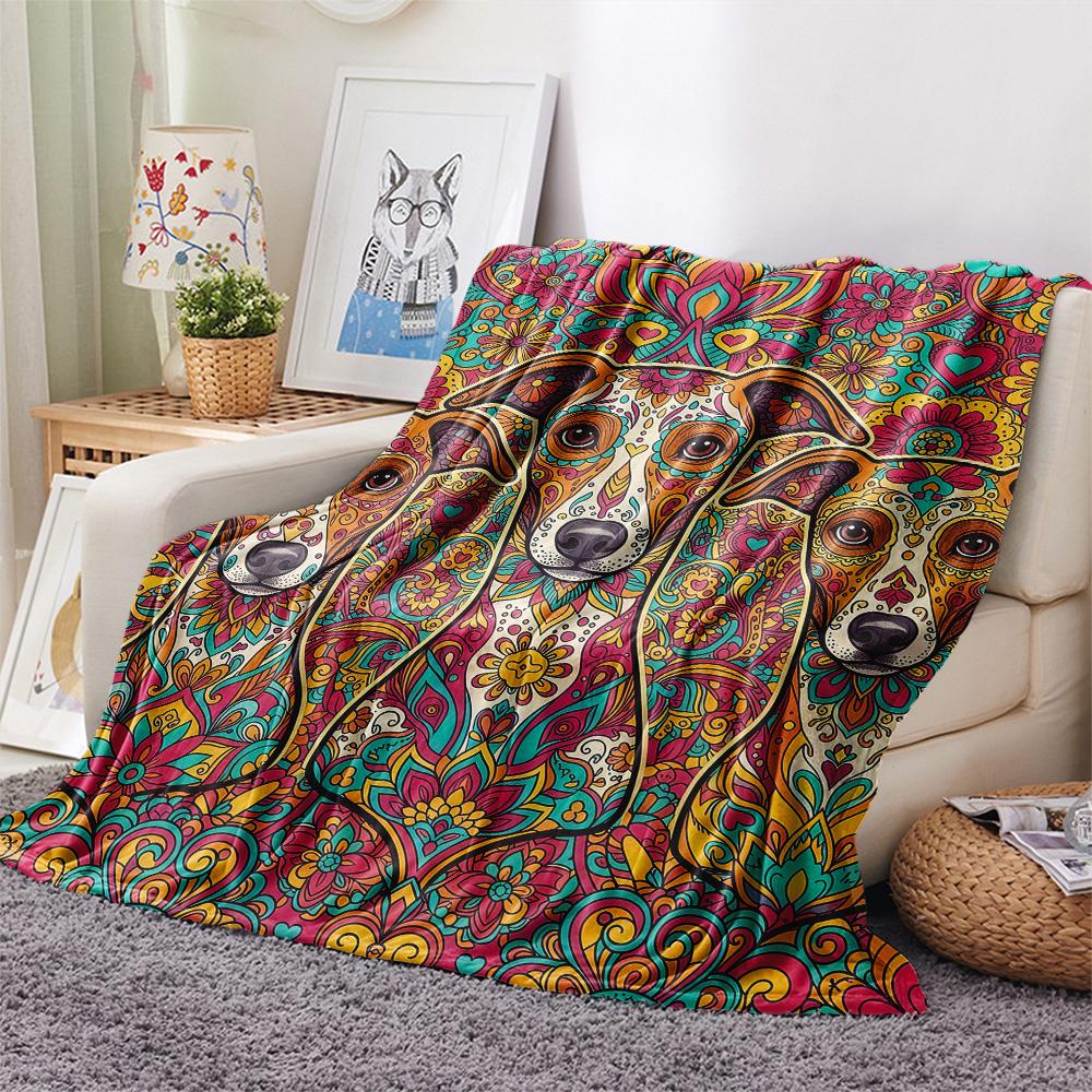 1PC Psychedelic Totems Print Flannel Blanket, High Quality Comfortable for All Seasons, Home Decor, Warmth and Comfort, Perfect for Christmas Gifts