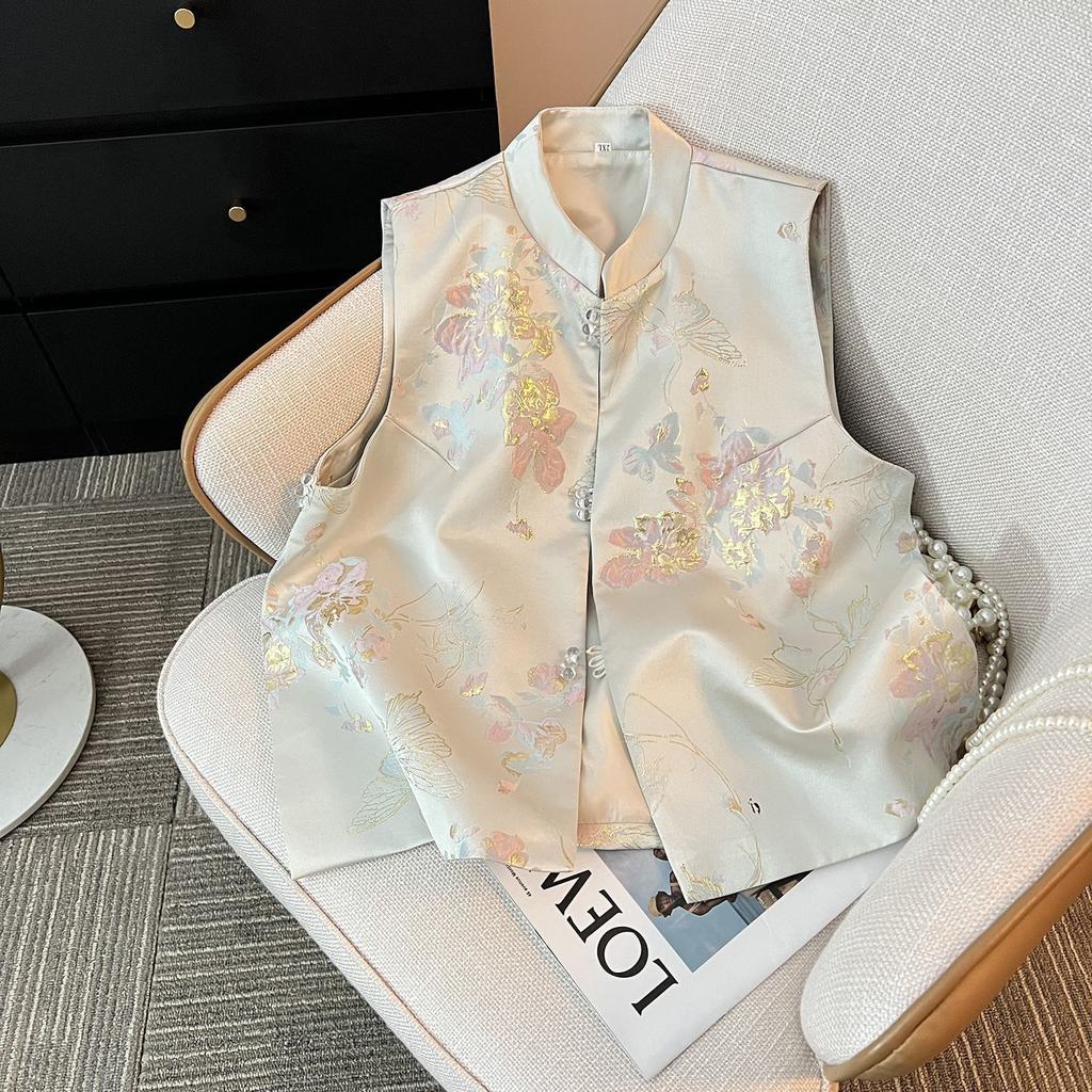 High-end Vest Women's New Vest Women's Loose Sleeveless Vest Embroidery Retro Style New