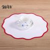 Farmhouse Placemat Scalloped Round Linen Machine Washable Heat Insulation Table Mat for Dining Protection Decoration