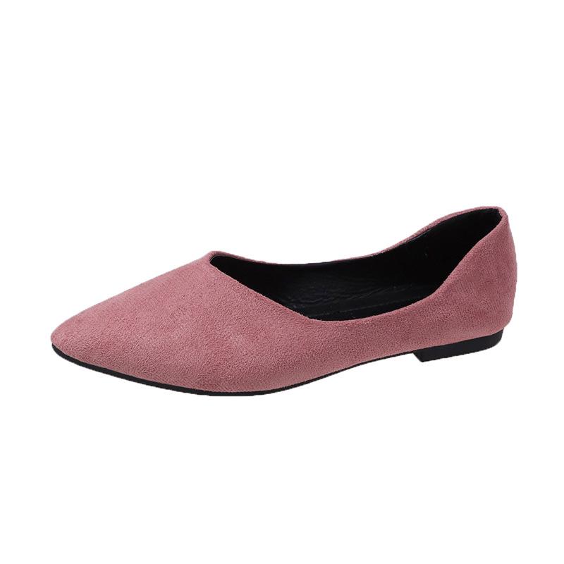 2024 Summer Women's Pointed Toe Suede Flats - Solid Color, Shallow Mouth, Low-Top Loafers