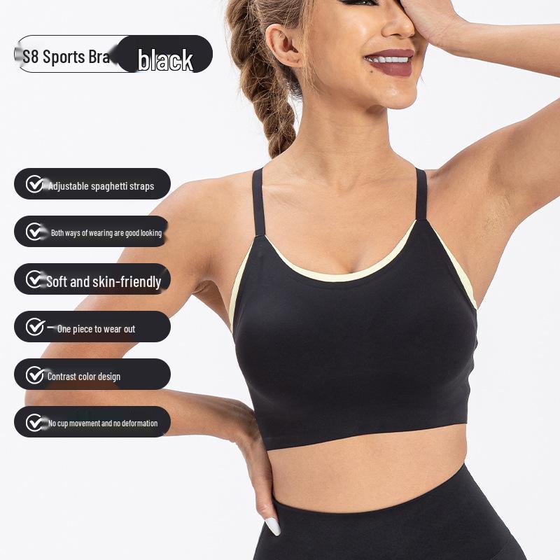 Damen Floral Yoga Sport-BH - Verstellbare dünne Träger für Pilates, Laufen und Fitness