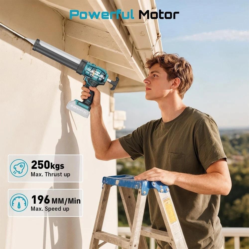 Rechargeable Adhesive Gun Cordless Electric Caulking Gun 300ml Sealant Glue Silicone Adhesive No Drip Caulk Power Tool